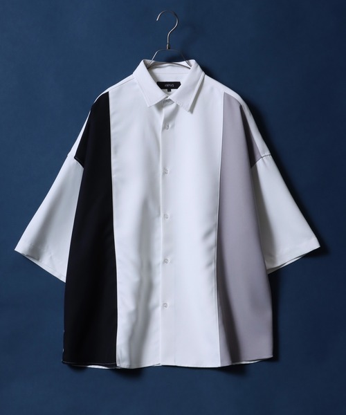 ANPAS(アンパス)の「ANPAS Twill Fabric Oversized Drop Shoulder Color Switching Shirt/ANPAS 別注 ツイル オーバーサイズ ドロップショルダー 配色切替 シャツ(シャツ/ブラウス・メンズ・グレー系その他/ブラック系その他/ホワイト系その他/グレー系その他2/ブラック系その他2/ホワイト系その他2・L/M)」の3枚目の写真