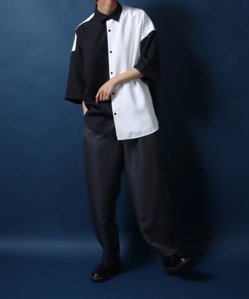 ANPAS(アンパス)の「ANPAS Twill Fabric Oversized Drop Shoulder Color Switching Shirt/ANPAS 別注 ツイル オーバーサイズ ドロップショルダー 配色切替 シャツ(シャツ/ブラウス・メンズ・グレー系その他/ブラック系その他/ホワイト系その他/グレー系その他2/ブラック系その他2/ホワイト系その他2・L/M)」の11枚目の写真