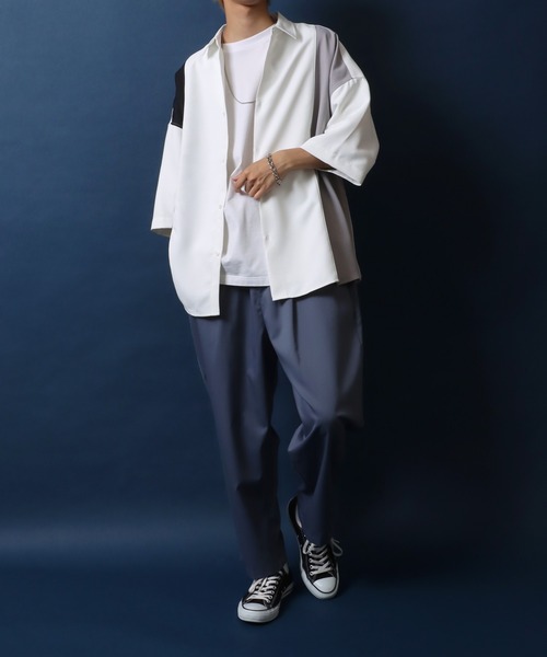 ANPAS(アンパス)の「ANPAS Twill Fabric Oversized Drop Shoulder Color Switching Shirt/ANPAS 別注 ツイル オーバーサイズ ドロップショルダー 配色切替 シャツ(シャツ/ブラウス・メンズ・グレー系その他/ブラック系その他/ホワイト系その他/グレー系その他2/ブラック系その他2/ホワイト系その他2・L/M)」の10枚目の写真