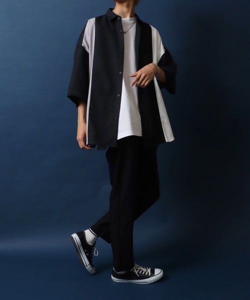 ANPAS(アンパス)の「ANPAS Twill Fabric Oversized Drop Shoulder Color Switching Shirt/ANPAS 別注 ツイル オーバーサイズ ドロップショルダー 配色切替 シャツ(シャツ/ブラウス・メンズ・グレー系その他/ブラック系その他/ホワイト系その他/グレー系その他2/ブラック系その他2/ホワイト系その他2・L/M)」の14枚目の写真