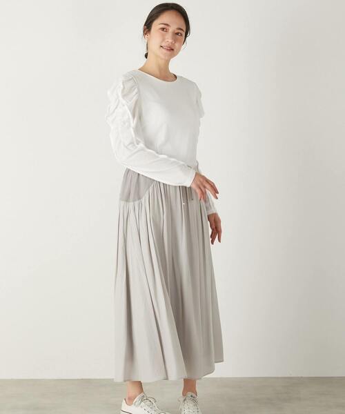 MELROSE claire（メルローズ クレール）の「【華のあるスラブハイゲージフリルスリーブプルオーバー】（Tシャツ/カットソー・レディース・ブラック/ホワイト/ネイビー・FREE）」の8枚目の写真