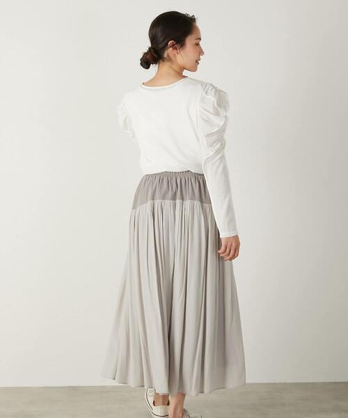 MELROSE claire（メルローズ クレール）の「【華のあるスラブハイゲージフリルスリーブプルオーバー】（Tシャツ/カットソー・レディース・ブラック/ホワイト/ネイビー・FREE）」の12枚目の写真