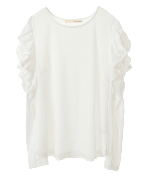 MELROSE claire（メルローズ クレール）の「【華のあるスラブハイゲージフリルスリーブプルオーバー】（Tシャツ/カットソー・レディース・ブラック/ホワイト/ネイビー・FREE）」の15枚目の写真