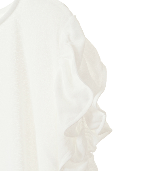 MELROSE claire（メルローズ クレール）の「【華のあるスラブハイゲージフリルスリーブプルオーバー】（Tシャツ/カットソー・レディース・ブラック/ホワイト/ネイビー・FREE）」の18枚目の写真