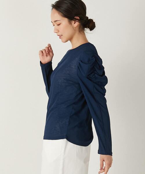 MELROSE claire（メルローズ クレール）の「【華のあるスラブハイゲージフリルスリーブプルオーバー】（Tシャツ/カットソー・レディース・ブラック/ホワイト/ネイビー・FREE）」の22枚目の写真