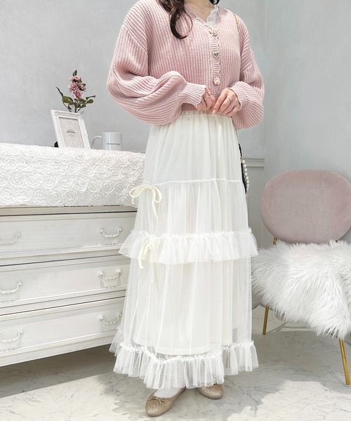 apres jour（アプレジュール）の「French girly collection チュールティアードスカート【ZOZOTOWN限定アイテム】（スカート・レディース・ブルー系その他/オフホワイト/ピンクベージュ/ブラック・X-LARGE/フリー）」の2枚目の写真