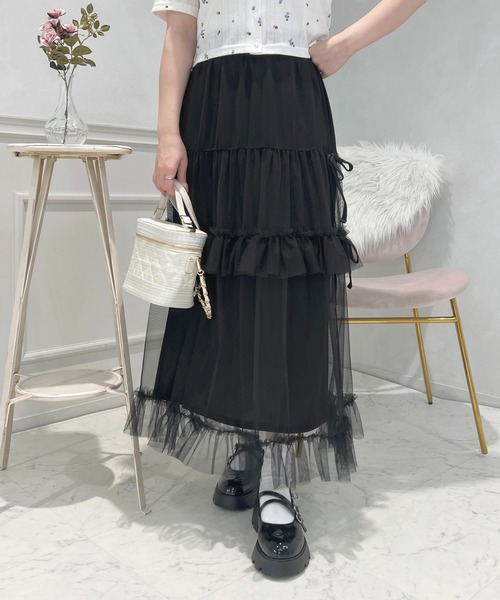 apres jour（アプレジュール）の「French girly collection チュールティアードスカート【ZOZOTOWN限定アイテム】（スカート・レディース・ブルー系その他/オフホワイト/ピンクベージュ/ブラック・X-LARGE/フリー）」の3枚目の写真