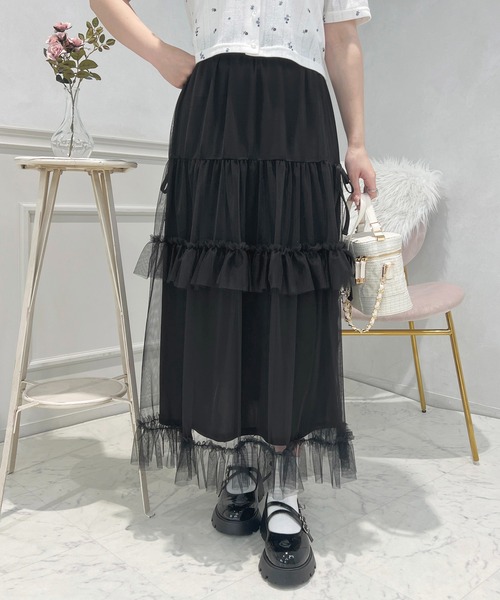 apres jour（アプレジュール）の「French girly collection チュールティアードスカート【ZOZOTOWN限定アイテム】（スカート・レディース・ブルー系その他/オフホワイト/ピンクベージュ/ブラック・X-LARGE/フリー）」の20枚目の写真