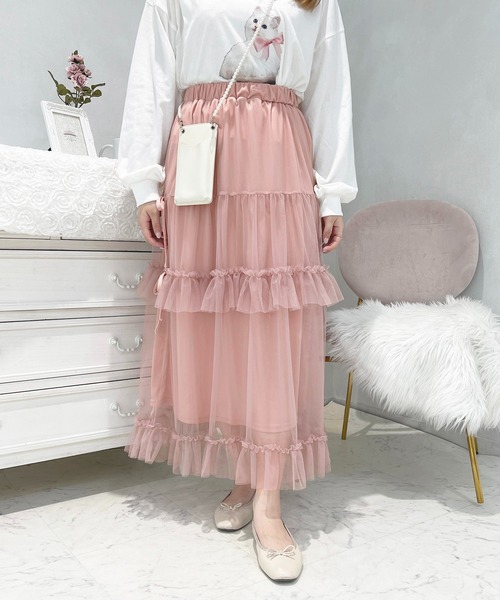 apres jour（アプレジュール）の「French girly collection チュールティアードスカート【ZOZOTOWN限定アイテム】（スカート・レディース・ブルー系その他/オフホワイト/ピンクベージュ/ブラック・X-LARGE/フリー）」の7枚目の写真
