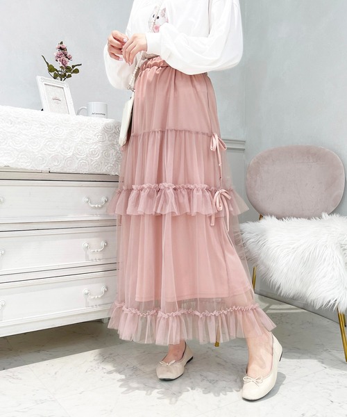 apres jour（アプレジュール）の「French girly collection チュールティアードスカート【ZOZOTOWN限定アイテム】（スカート・レディース・ブルー系その他/オフホワイト/ピンクベージュ/ブラック・X-LARGE/フリー）」の8枚目の写真