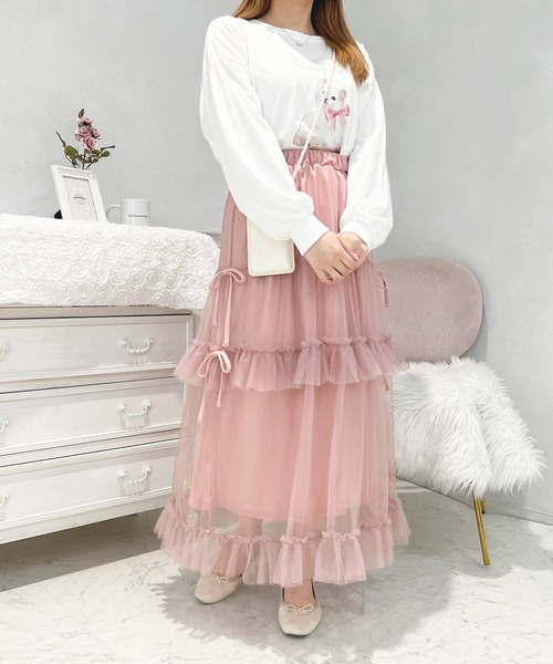 apres jour（アプレジュール）の「French girly collection チュールティアードスカート【ZOZOTOWN限定アイテム】（スカート・レディース・ブルー系その他/オフホワイト/ピンクベージュ/ブラック・X-LARGE/フリー）」の11枚目の写真