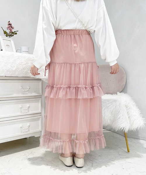 apres jour（アプレジュール）の「French girly collection チュールティアードスカート【ZOZOTOWN限定アイテム】（スカート・レディース・ブルー系その他/オフホワイト/ピンクベージュ/ブラック・X-LARGE/フリー）」の9枚目の写真