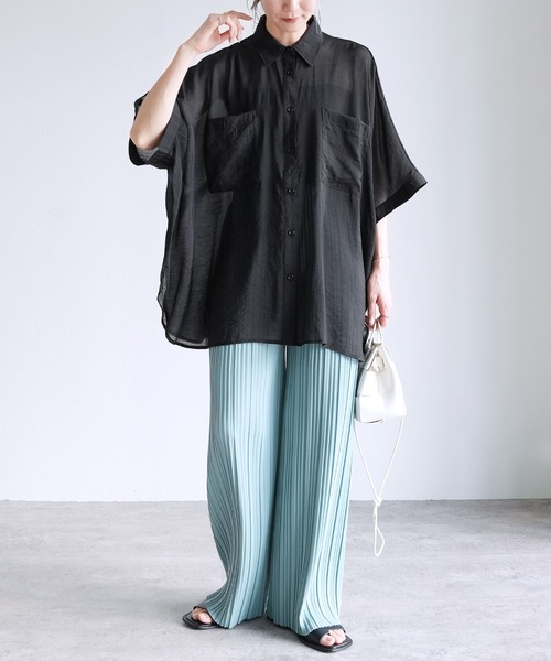 reca(レカ)の「ドルマンシアーシャツ(シャツ/ブラウス・レディース・ブラック/ライトグレー/ブルー/グレイッシュベージュ/ネイビー/ピンク/ベージュ系その他/グレー・M)」の12枚目の写真