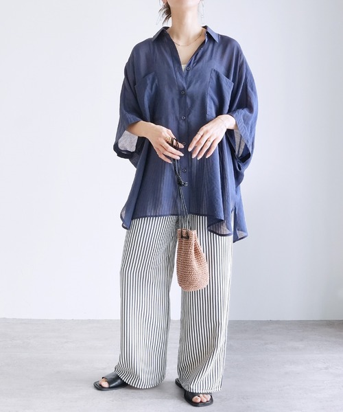 reca(レカ)の「ドルマンシアーシャツ(シャツ/ブラウス・レディース・ブラック/ライトグレー/ブルー/グレイッシュベージュ/ネイビー/ピンク/ベージュ系その他/グレー・M)」の15枚目の写真