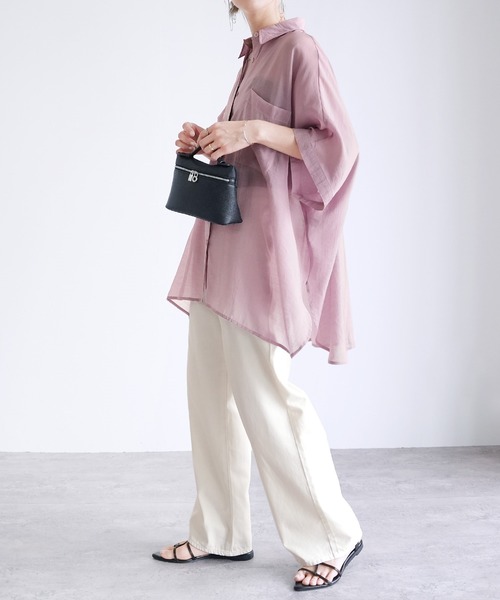 reca(レカ)の「ドルマンシアーシャツ(シャツ/ブラウス・レディース・ブラック/ライトグレー/ブルー/グレイッシュベージュ/ネイビー/ピンク/ベージュ系その他/グレー・M)」の18枚目の写真