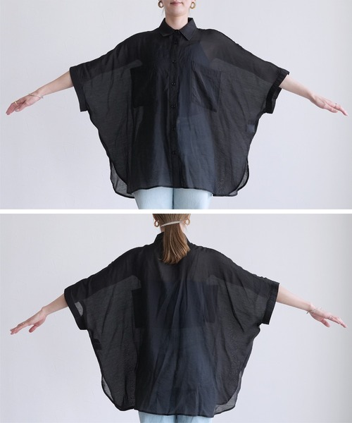 reca(レカ)の「ドルマンシアーシャツ(シャツ/ブラウス・レディース・ブラック/ライトグレー/ブルー/グレイッシュベージュ/ネイビー/ピンク/ベージュ系その他/グレー・M)」の19枚目の写真