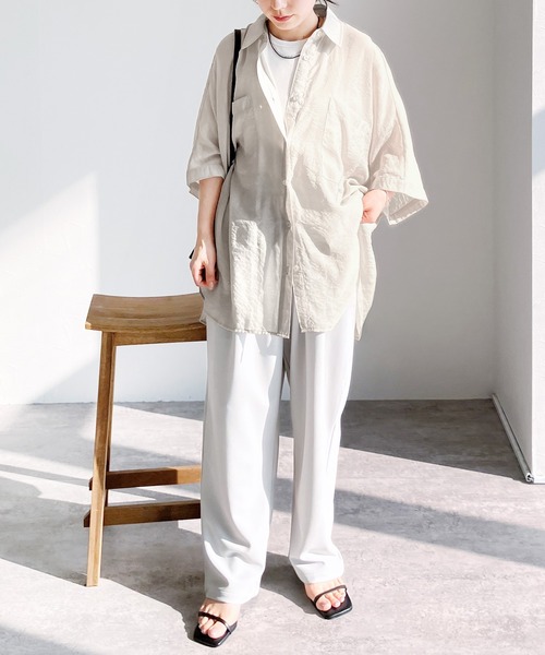 reca(レカ)の「ドルマンシアーシャツ(シャツ/ブラウス・レディース・ブラック/ライトグレー/ブルー/グレイッシュベージュ/ネイビー/ピンク/ベージュ系その他/グレー・M)」の16枚目の写真