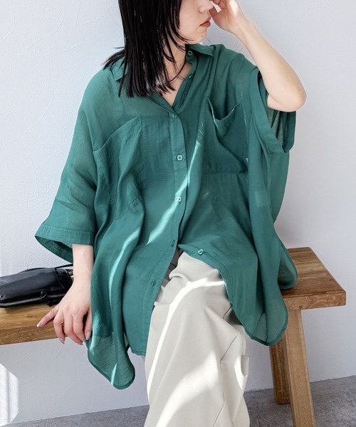 reca(レカ)の「ドルマンシアーシャツ(シャツ/ブラウス・レディース・ブラック/ライトグレー/ブルー/グレイッシュベージュ/ネイビー/ピンク/ベージュ系その他/グレー/グリーン・M)」の13枚目の写真