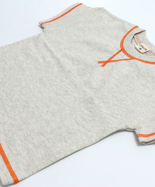 JAM & LINK（ジャムアンドリンク）の「配色ステッチ ビッグシルエット半袖Tシャツ（Tシャツ/カットソー・キッズ・グリーン/マスタード/ホワイト/ターコイズブルー/ピンク/レッド/ネイビー/パープル/ブラック/オートミール・160cm/150cm/140cm/120cm/110cm/100cm/90cm/130cm）」の14枚目の写真