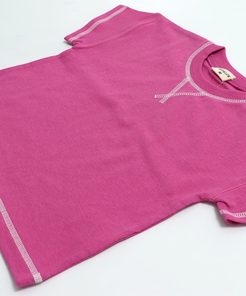 JAM & LINK（ジャムアンドリンク）の「配色ステッチ ビッグシルエット半袖Tシャツ（Tシャツ/カットソー・キッズ・グリーン/マスタード/ホワイト/ターコイズブルー/ピンク/レッド/ネイビー/パープル/ブラック/オートミール・160cm/150cm/140cm/120cm/110cm/100cm/90cm/130cm）」の16枚目の写真