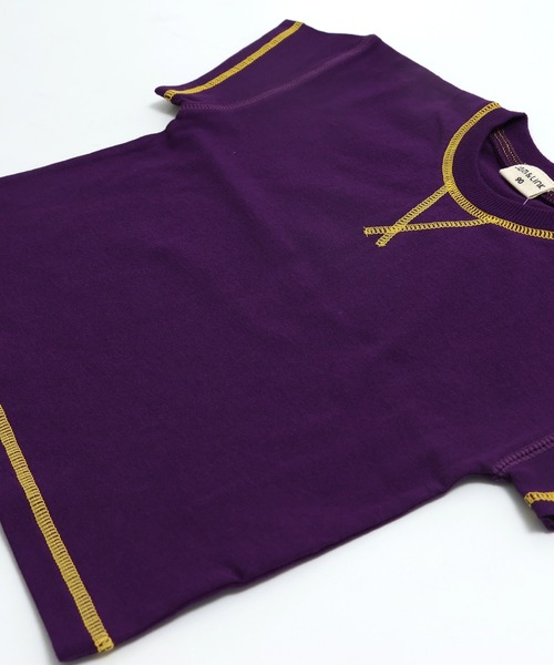 JAM & LINK（ジャムアンドリンク）の「配色ステッチ ビッグシルエット半袖Tシャツ（Tシャツ/カットソー・キッズ・グリーン/マスタード/ホワイト/ターコイズブルー/ピンク/レッド/ネイビー/パープル/ブラック/オートミール・160cm/150cm/140cm/120cm/110cm/100cm/90cm/130cm）」の18枚目の写真