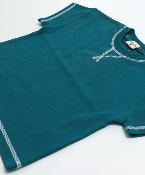 JAM & LINK（ジャムアンドリンク）の「配色ステッチ ビッグシルエット半袖Tシャツ（Tシャツ/カットソー・キッズ・グリーン/マスタード/ホワイト/ターコイズブルー/ピンク/レッド/ネイビー/パープル/ブラック/オートミール・160cm/150cm/140cm/120cm/110cm/100cm/90cm/130cm）」の19枚目の写真