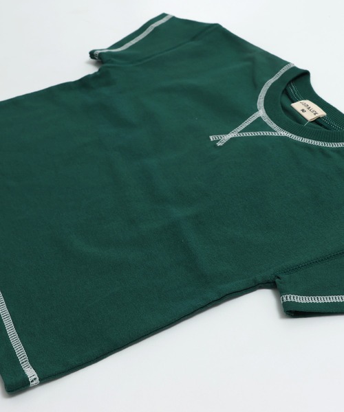 JAM & LINK（ジャムアンドリンク）の「配色ステッチ ビッグシルエット半袖Tシャツ（Tシャツ/カットソー・キッズ・グリーン/マスタード/ホワイト/ターコイズブルー/ピンク/レッド/ネイビー/パープル/ブラック/オートミール・160cm/150cm/140cm/120cm/110cm/100cm/90cm/130cm）」の11枚目の写真