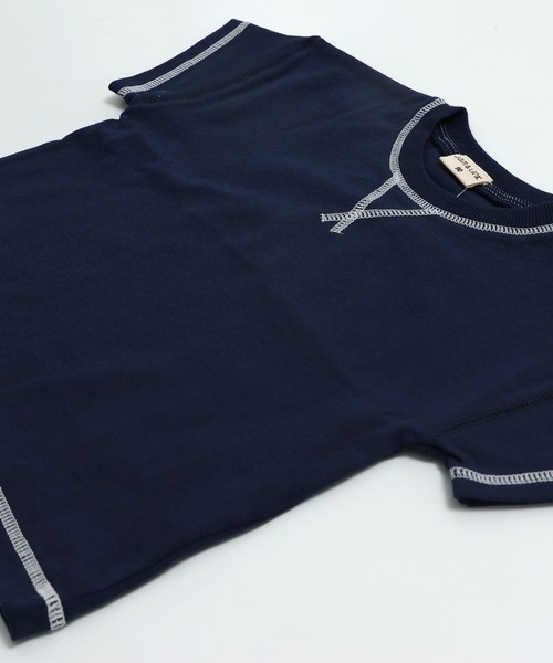 JAM & LINK（ジャムアンドリンク）の「配色ステッチ ビッグシルエット半袖Tシャツ（Tシャツ/カットソー・キッズ・グリーン/マスタード/ホワイト/ターコイズブルー/ピンク/レッド/ネイビー/パープル/ブラック/オートミール・160cm/150cm/140cm/120cm/110cm/100cm/90cm/130cm）」の12枚目の写真