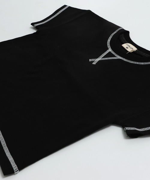 JAM & LINK（ジャムアンドリンク）の「配色ステッチ ビッグシルエット半袖Tシャツ（Tシャツ/カットソー・キッズ・グリーン/マスタード/ホワイト/ターコイズブルー/ピンク/レッド/ネイビー/パープル/ブラック/オートミール・160cm/150cm/140cm/120cm/110cm/100cm/90cm/130cm）」の13枚目の写真