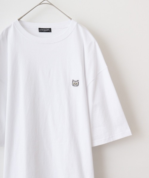 FUNALIVE(ファンアライブ)の「ワンポイントネコ刺繍 オーバーサイズ 半袖 Tシャツ(Tシャツ/カットソー・メンズ・ピンク/サックスブルー/ホワイト・L/M)」の17枚目の写真