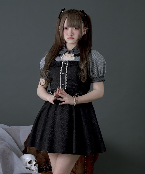 Pal elfy パルエルフィー 千鳥柄チェックブラウス ブラック Pal elfy（パルエルフィー）の「千鳥チェックブラウス/地雷系