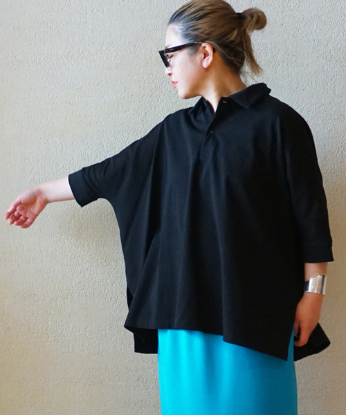 JOURNAL STANDARD LUXE(ジャーナルスタンダード ラックス)の「《追加》デラヴェジャージーポロプルオーバー(ポロシャツ・レディース・ブラック・FREE)」の4枚目の写真
