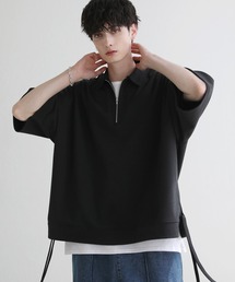 ETELIO | サイドレースハーフジップ 5分袖カノコポンチプルオーバー(Tシャツ/カットソー)
