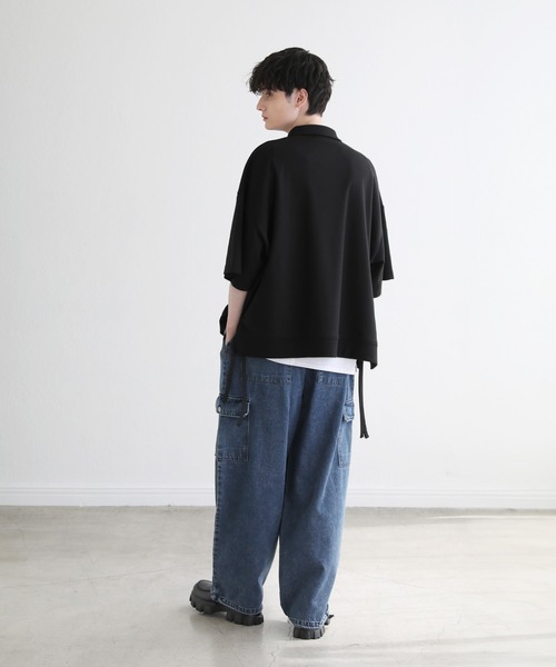 ETELIO(エテリオ)の「サイドレースハーフジップ 5分袖カノコポンチプルオーバー(Tシャツ/カットソー・メンズ・アイボリー/ブラック/ブルーグリーン/ワイン・S/M/L)」の21枚目の写真