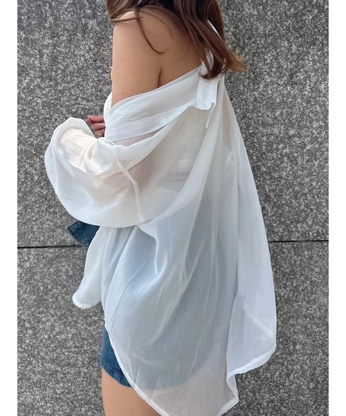 DURAS（デュラス）の「Ｓｈｅｅｒ　ｓｈｉｒｔ（シャツ/ブラウス・レディース・ブラック/ホワイト・FREE）」の5枚目の写真