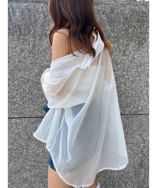 DURAS（デュラス）の「Ｓｈｅｅｒ　ｓｈｉｒｔ（シャツ/ブラウス・レディース・ブラック/ホワイト・FREE）」の6枚目の写真
