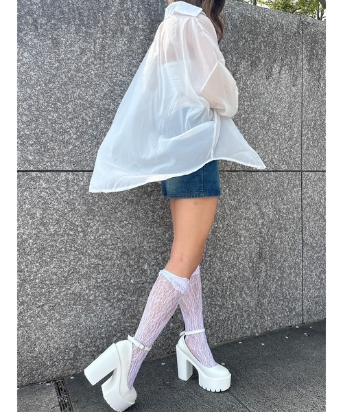 DURAS（デュラス）の「Ｓｈｅｅｒ　ｓｈｉｒｔ（シャツ/ブラウス・レディース・ブラック/ホワイト・FREE）」の9枚目の写真