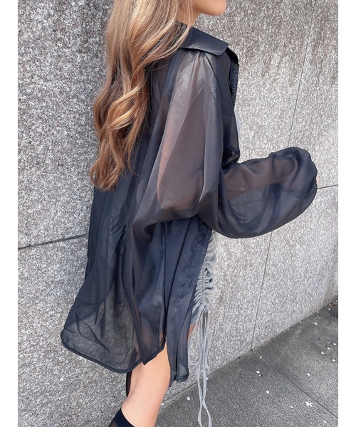 DURAS（デュラス）の「Ｓｈｅｅｒ　ｓｈｉｒｔ（シャツ/ブラウス・レディース・ブラック/ホワイト・FREE）」の11枚目の写真