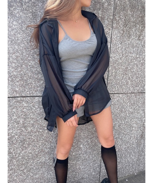 DURAS（デュラス）の「Ｓｈｅｅｒ　ｓｈｉｒｔ（シャツ/ブラウス・レディース・ブラック/ホワイト・FREE）」の13枚目の写真