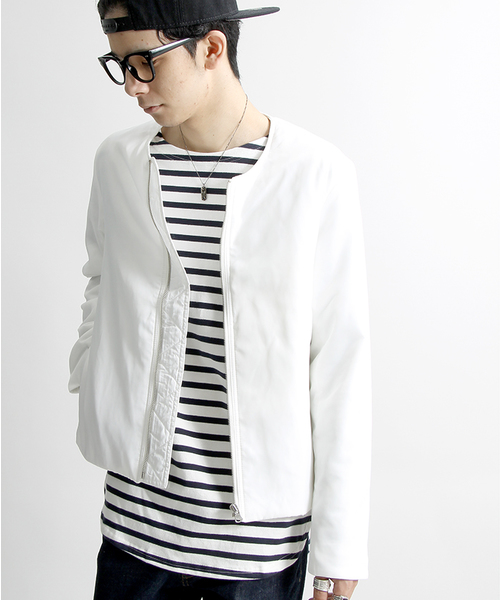 WEGO(ウィゴー)の「WEGO/ライトパテッドノーカラーMA-1(ノーカラージャケット・メンズ・カーキ/ホワイト/ブラック/その他1・LARGE/MEDIUM)」の1枚目の写真