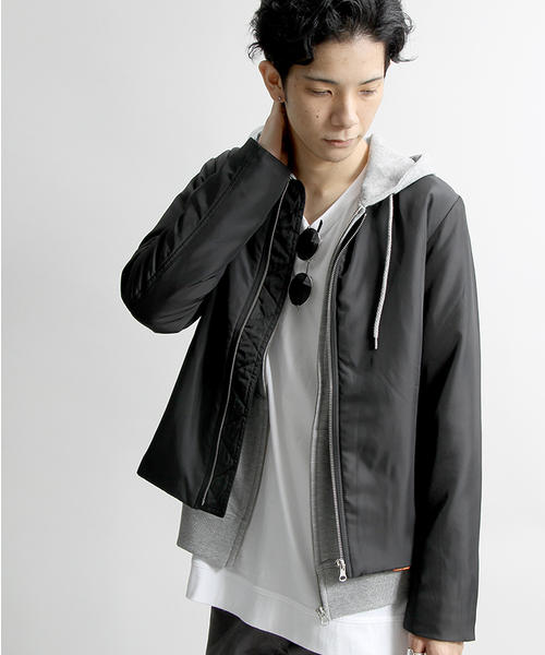 WEGO(ウィゴー)の「WEGO/ライトパテッドノーカラーMA-1(ノーカラージャケット・メンズ・カーキ/ホワイト/ブラック/その他1・LARGE/MEDIUM)」の2枚目の写真