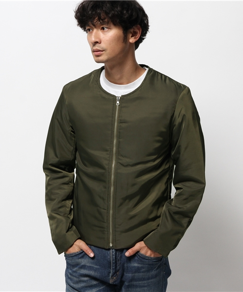 WEGO(ウィゴー)の「WEGO/ライトパテッドノーカラーMA-1(ノーカラージャケット・メンズ・カーキ/ホワイト/ブラック/その他1・LARGE/MEDIUM)」の8枚目の写真