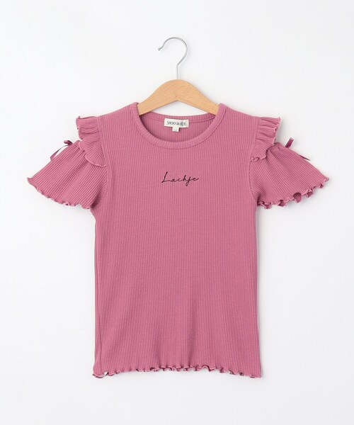 SHOO・LA・RUE（シューラルー）の「◆【110-140cm】フリルメロー肩開きプルオーバー（Tシャツ/カットソー・キッズ・サックスブルー/ブラック/ピンク系・13/12/11/14）」の3枚目の写真