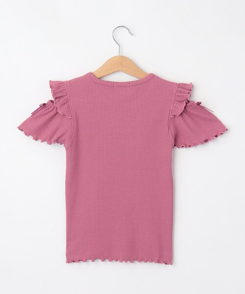 SHOO・LA・RUE（シューラルー）の「◆【110-140cm】フリルメロー肩開きプルオーバー（Tシャツ/カットソー・キッズ・サックスブルー/ブラック/ピンク系・13/12/11/14）」の6枚目の写真