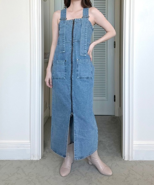 DEICY（デイシー）の「2WAY LACE UP SALOPETTE SKIRT（ワンピース・レディース・ライトブルー/インディゴブルー・FREE）」の7枚目の写真