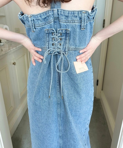 DEICY（デイシー）の「2WAY LACE UP SALOPETTE SKIRT（ワンピース・レディース・ライトブルー/インディゴブルー・FREE）」の13枚目の写真