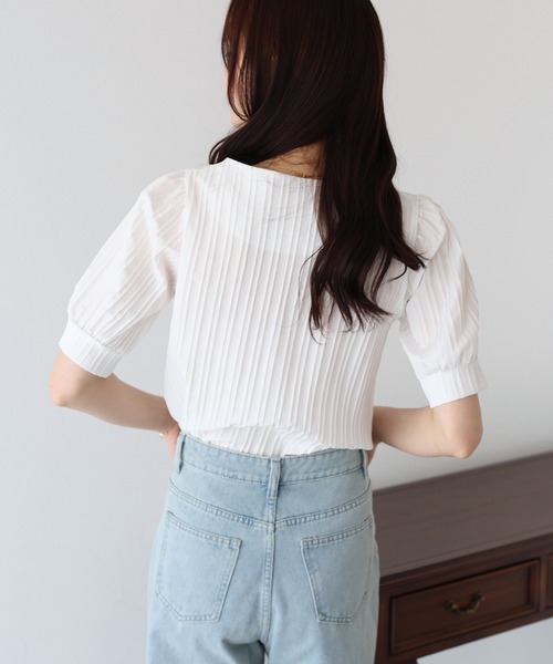 BLUEEAST（ブルーイースト）の「ハートネックブラウス（シャツ/ブラウス・レディース・ブラック/ホワイト/ミント/ベージュ/ブルーグレー・MEDIUM）」の18枚目の写真