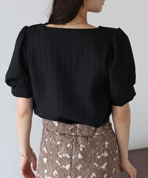 BLUEEAST（ブルーイースト）の「ハートネックブラウス（シャツ/ブラウス・レディース・ブラック/ホワイト/ミント/ベージュ/ブルーグレー・MEDIUM）」の12枚目の写真