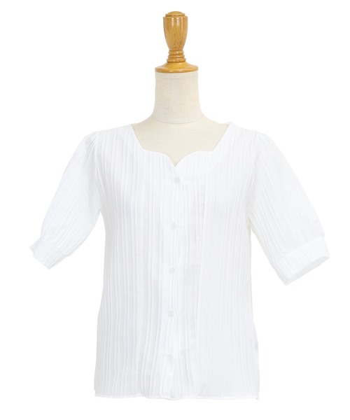 BLUEEAST（ブルーイースト）の「ハートネックブラウス（シャツ/ブラウス・レディース・ブラック/ホワイト/ミント/ベージュ/ブルーグレー・MEDIUM）」の10枚目の写真