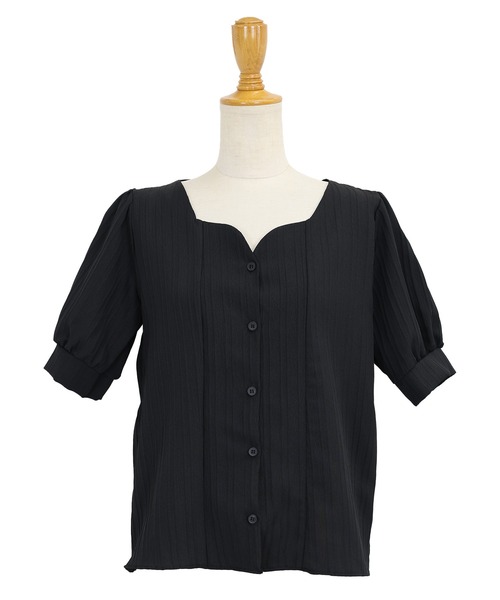 BLUEEAST（ブルーイースト）の「ハートネックブラウス（シャツ/ブラウス・レディース・ブラック/ホワイト/ミント/ベージュ/ブルーグレー・MEDIUM）」の9枚目の写真